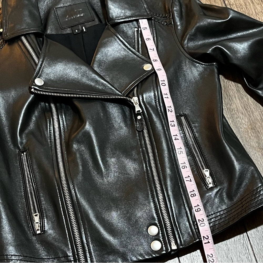 Paige Genuine Leather Moto Jacket Black Cropped Biker Size S Minimal Chic Edgey - Picture 12 of 13